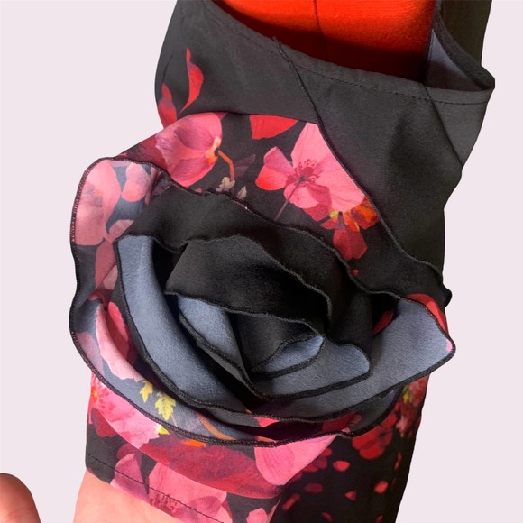 Samuel Dong Floral Dress Button Down Cold Shoulder XS - Picture 8 of 10